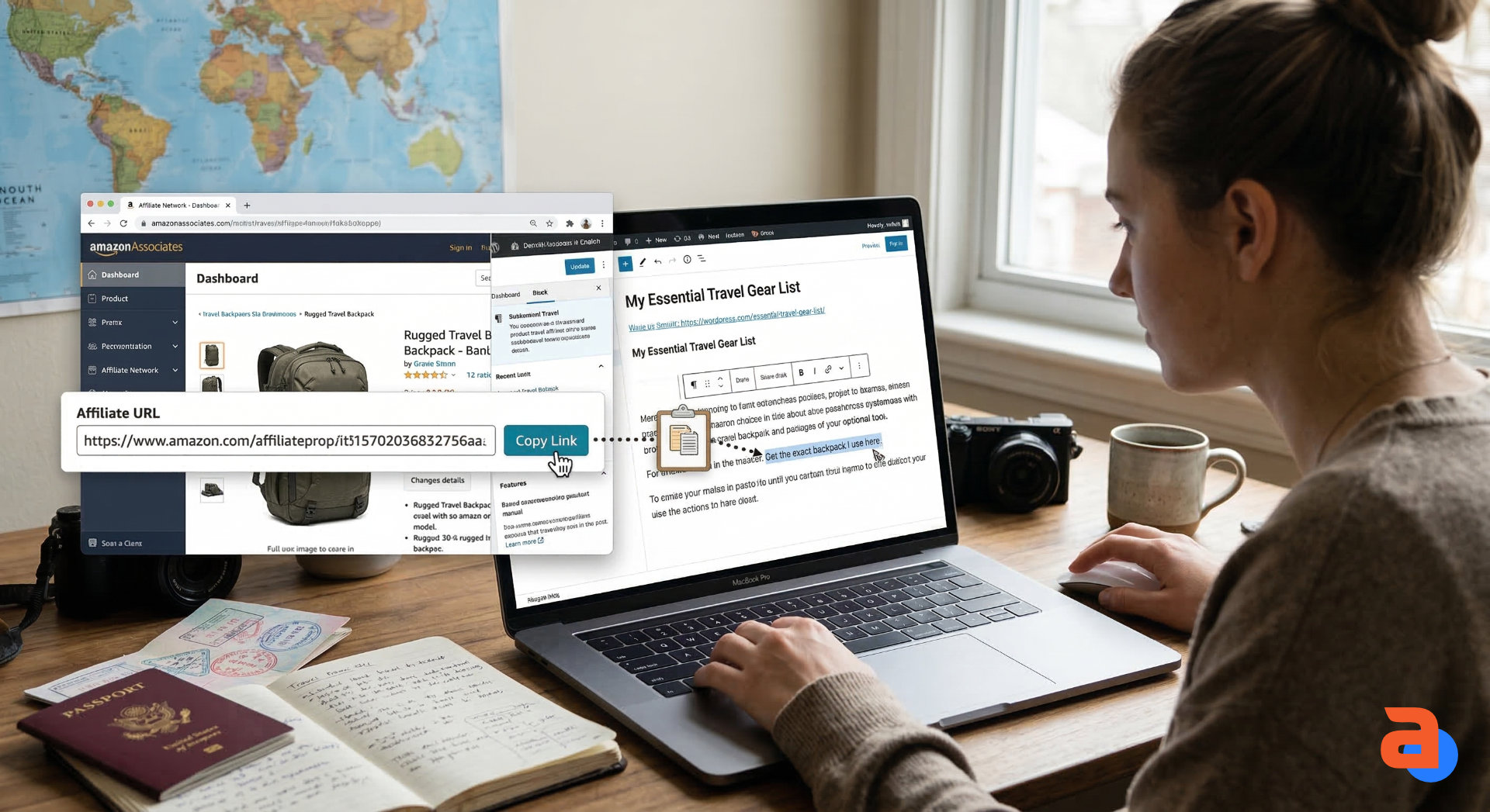 Manual affiliate link workflow showing repeated copy-paste and scattered CTAs
